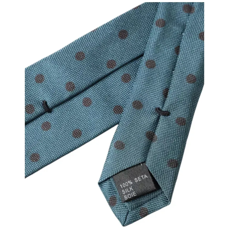 Dolce & Gabbana Green Black Polka Dot Silk Adjustable Men Tie