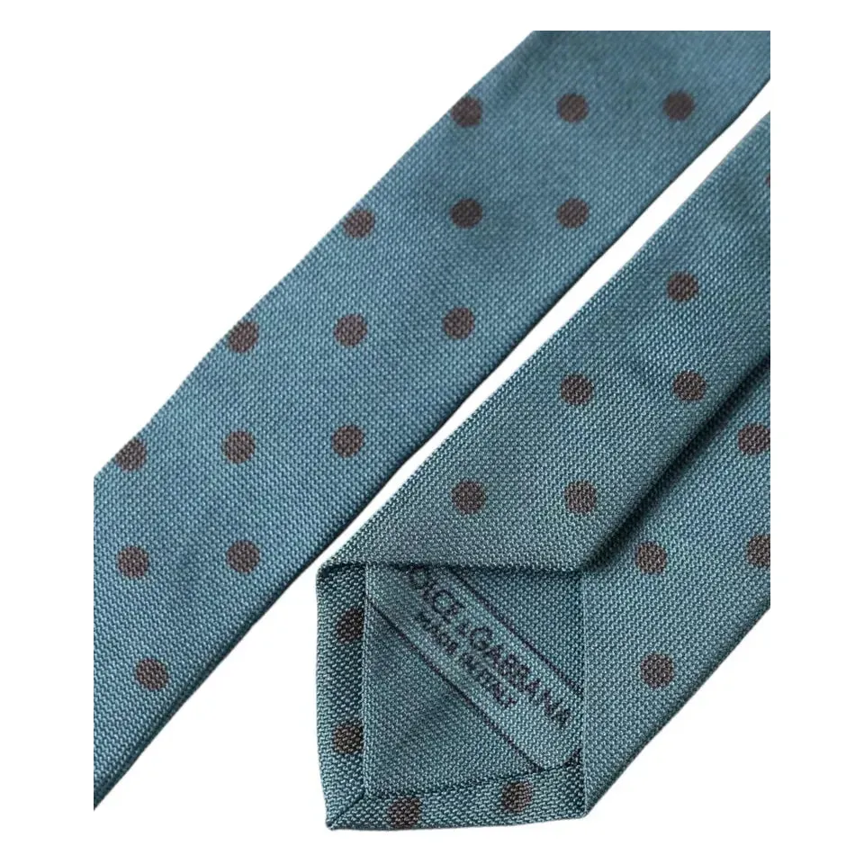 Dolce & Gabbana Green Black Polka Dot Silk Adjustable Men Tie