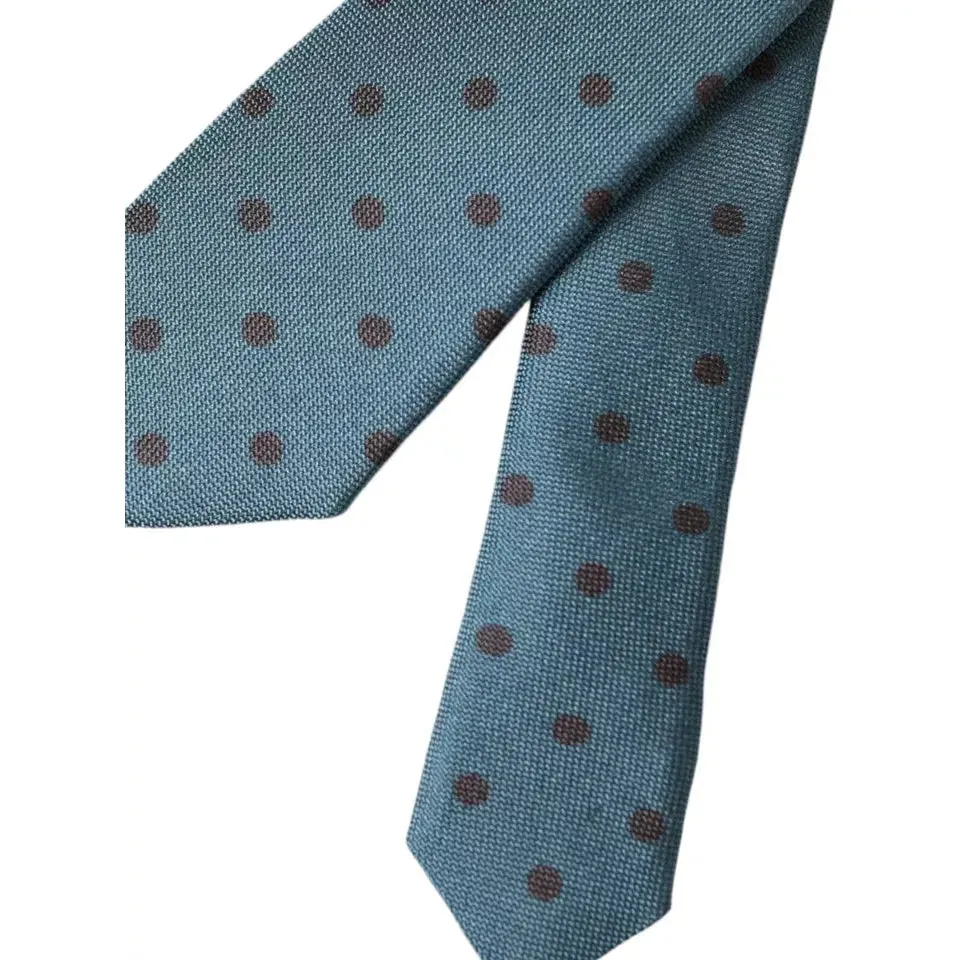Dolce & Gabbana Green Black Polka Dot Silk Adjustable Men Tie