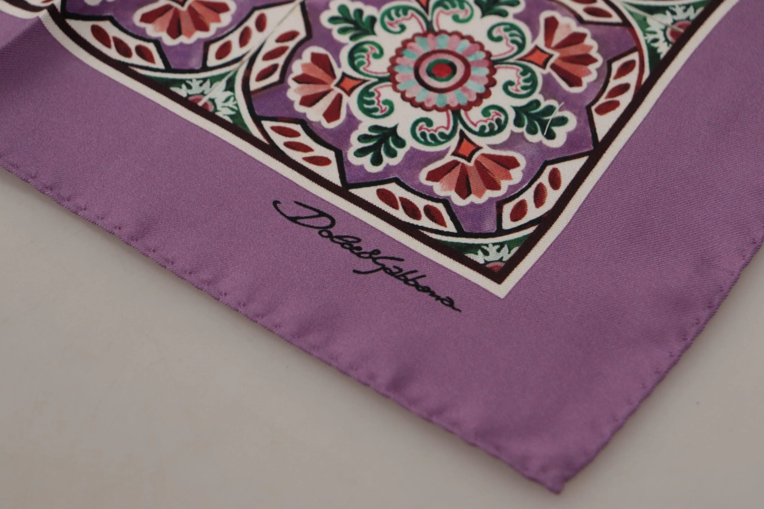 Dolce & Gabbana Majolica Patterned Square Handkerchief Silk Scarf