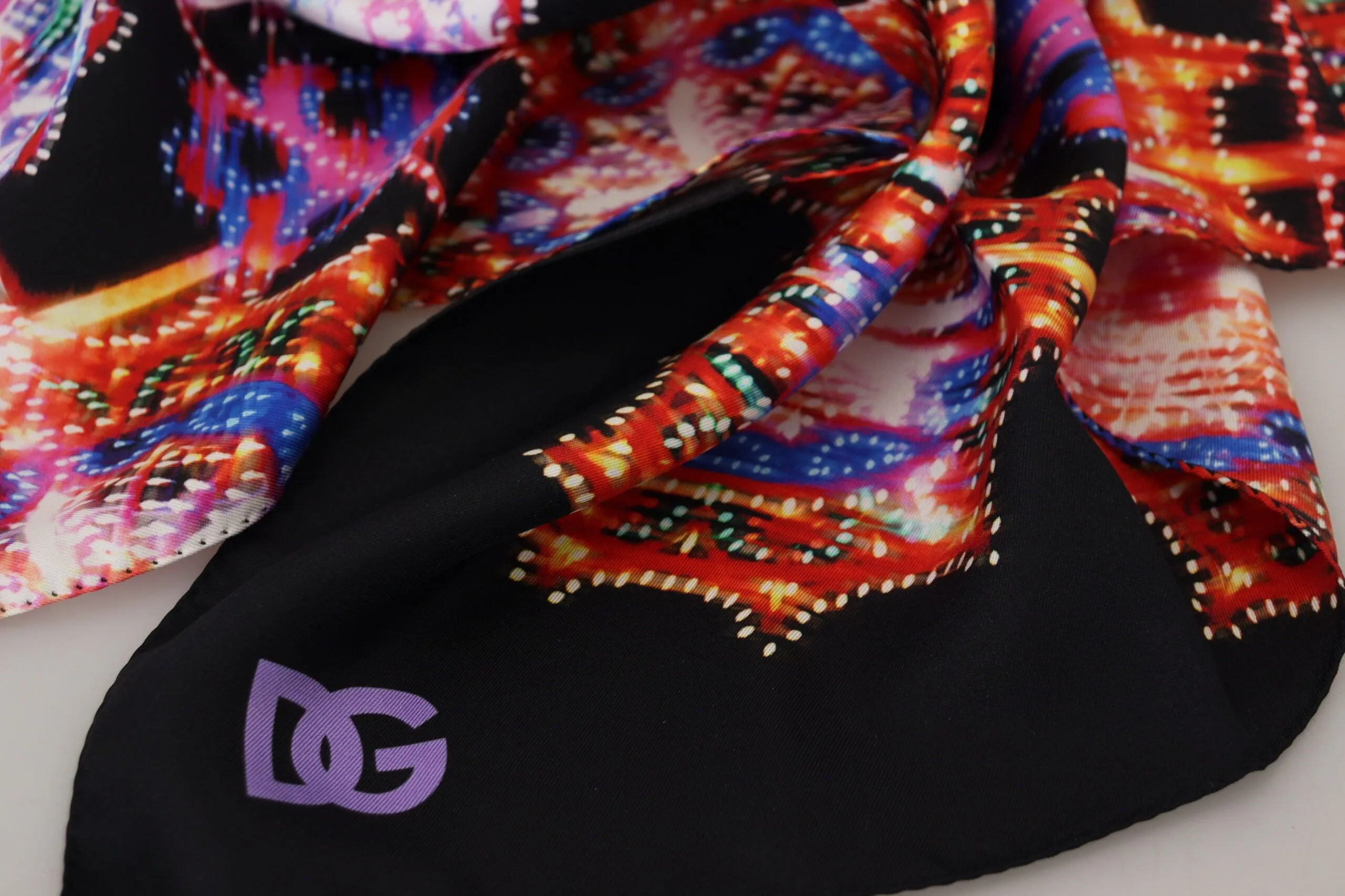 Dolce & Gabbana Multicolor Printed Silk Shawl Wrap Scarf