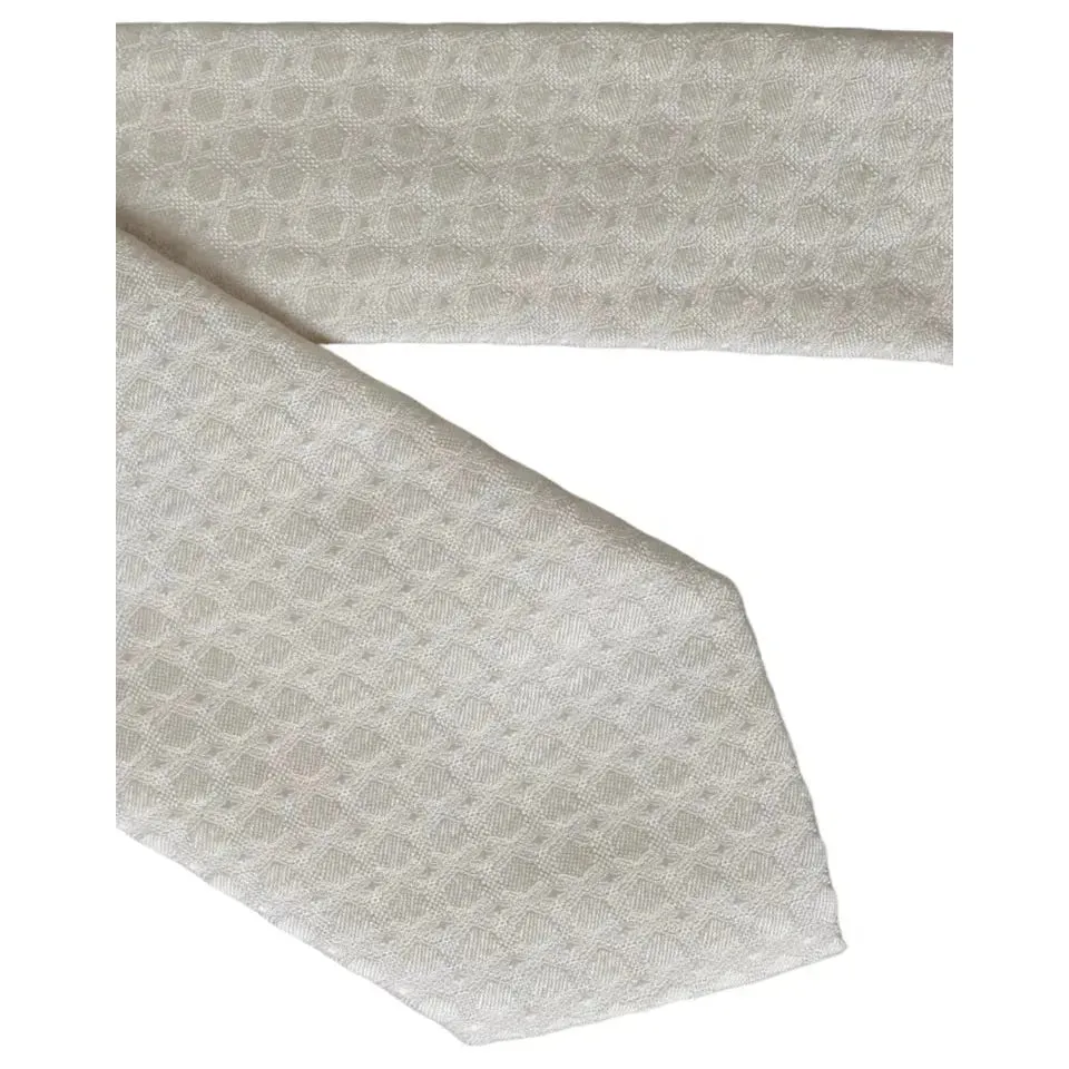 Dolce & Gabbana Off White Silk Adjustable Necktie Men Tie