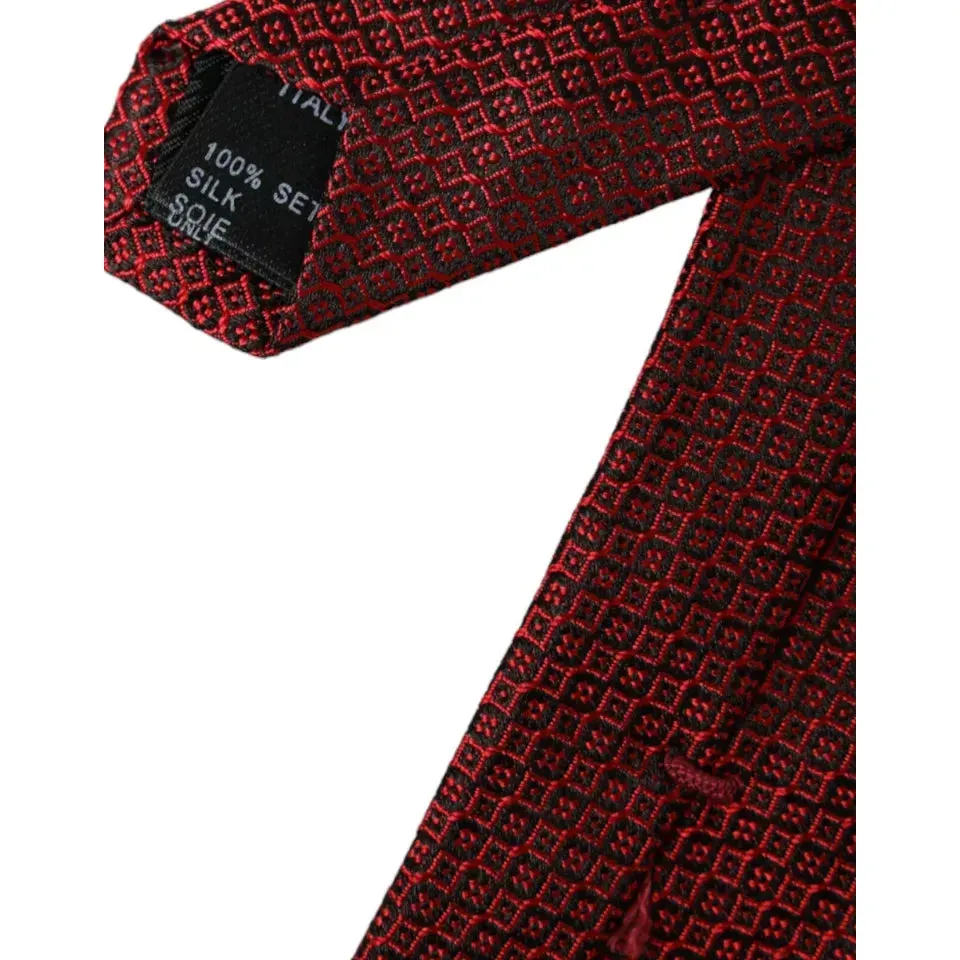 Dolce & Gabbana Red Patterned 100% Silk Adjustable Men Tie