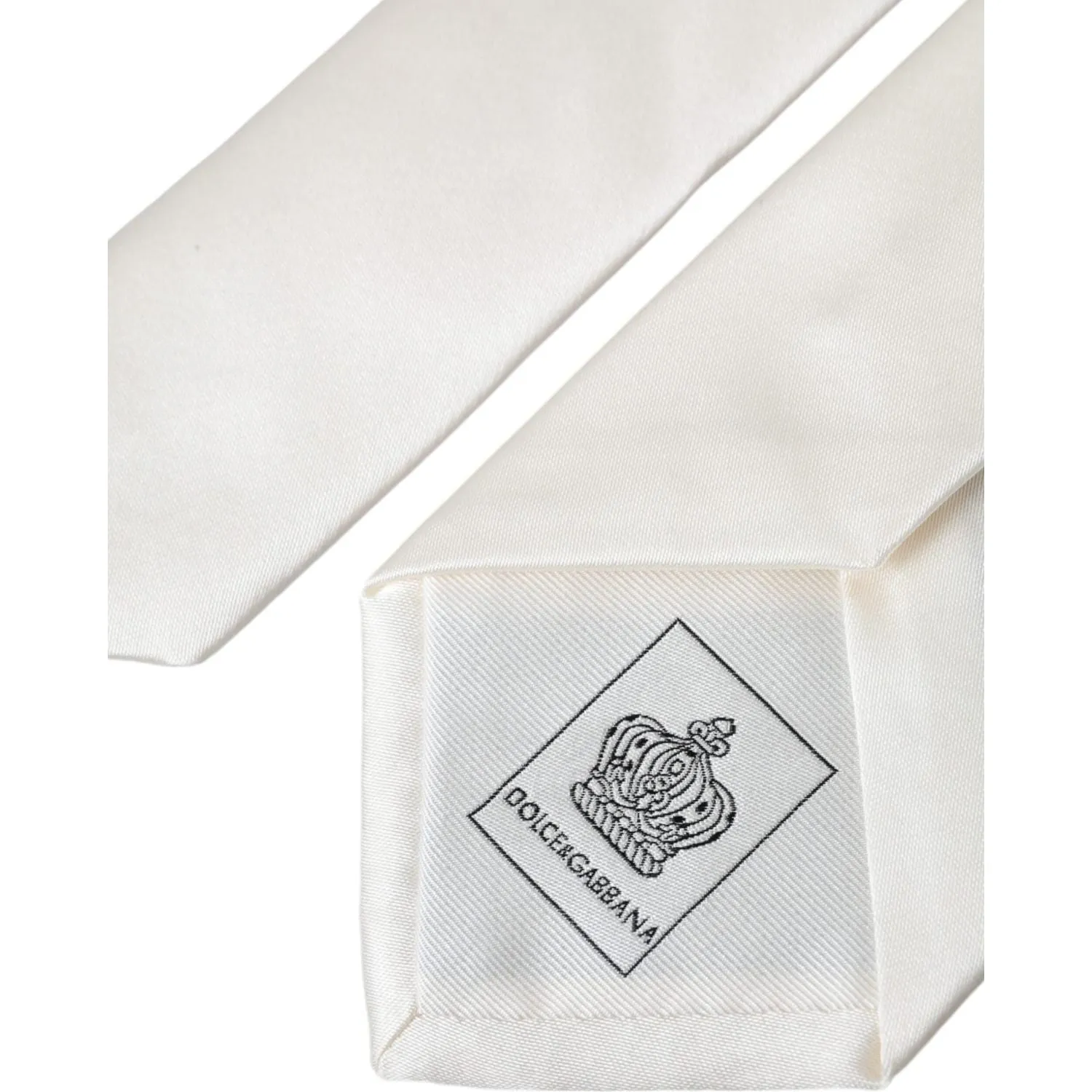 Dolce & Gabbana White Solid 100% Silk Adjustable Tie