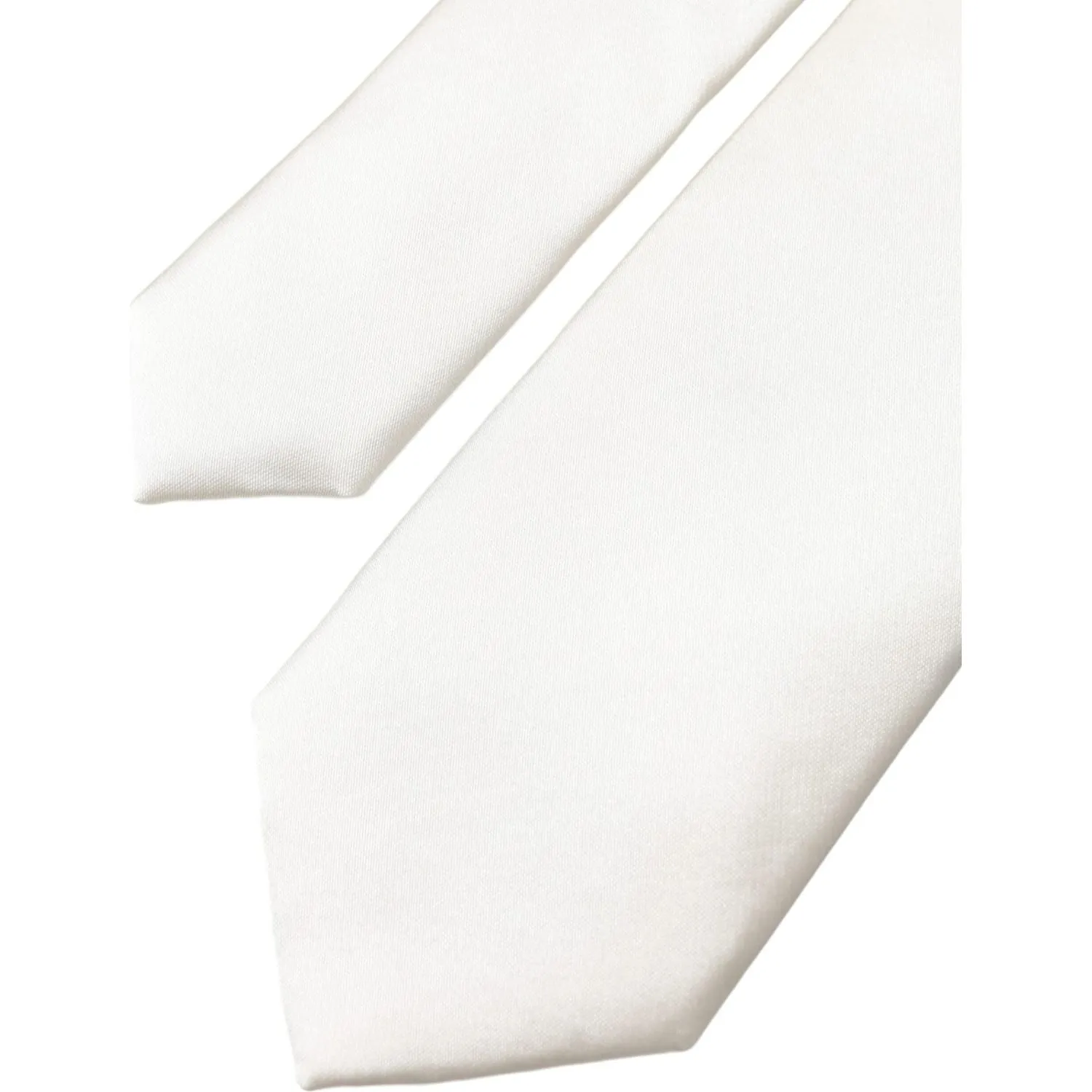 Dolce & Gabbana White Solid 100% Silk Adjustable Tie