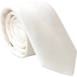 Dolce & Gabbana White Solid 100% Silk Adjustable Tie
