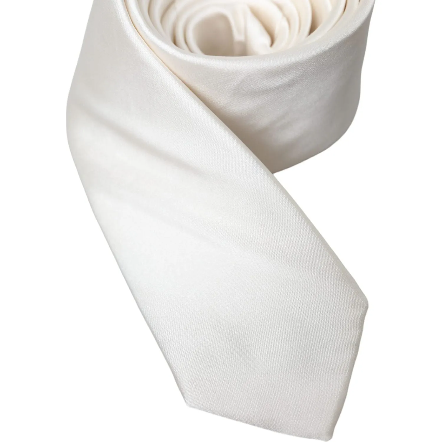 Dolce & Gabbana White Solid 100% Silk Adjustable Tie