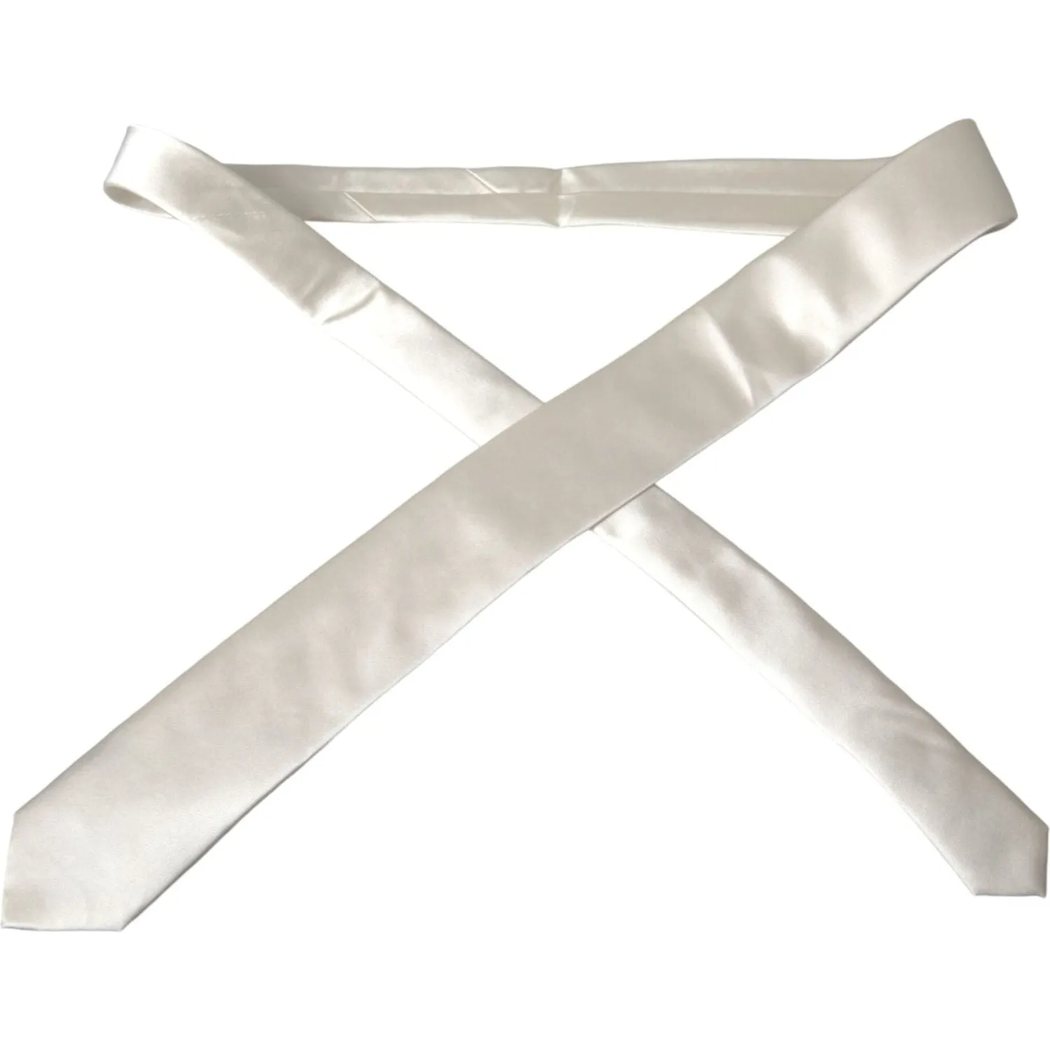 Dolce & Gabbana White Solid 100% Silk Adjustable Tie