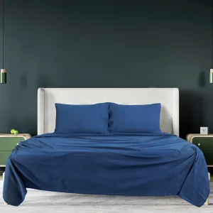 Double Brushed Flannel Sheet Set- Navy Checks 100% Cotton | Deep Pocket & Pill Resistance