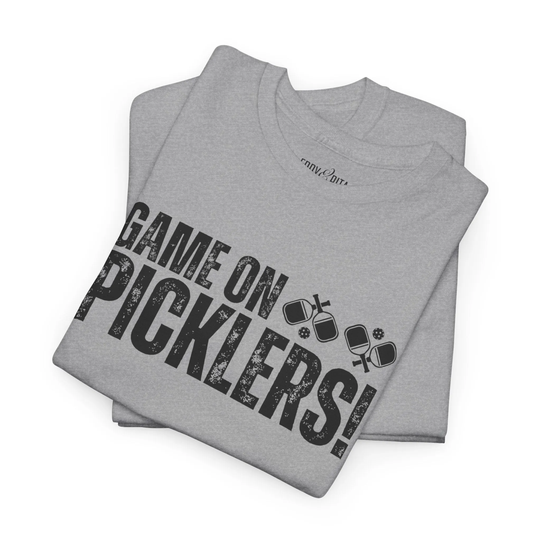 Eddy and Rita Unisex Heavy Cotton T-Shirt - "Game On Picklers" Pickleball Graphic Tee