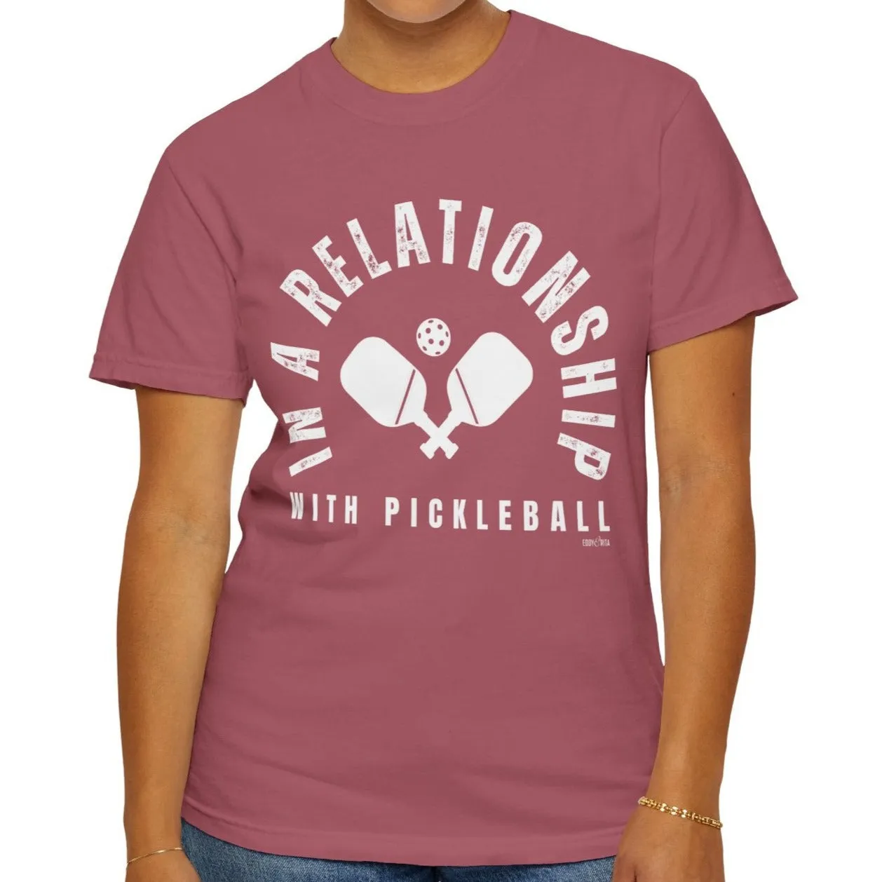Eddy and Rita Women's Comfort Colors T-Shirt - "In a Relationship with Pickleball" Colorful Graphic Tee for Pickleball Enthusiasts
