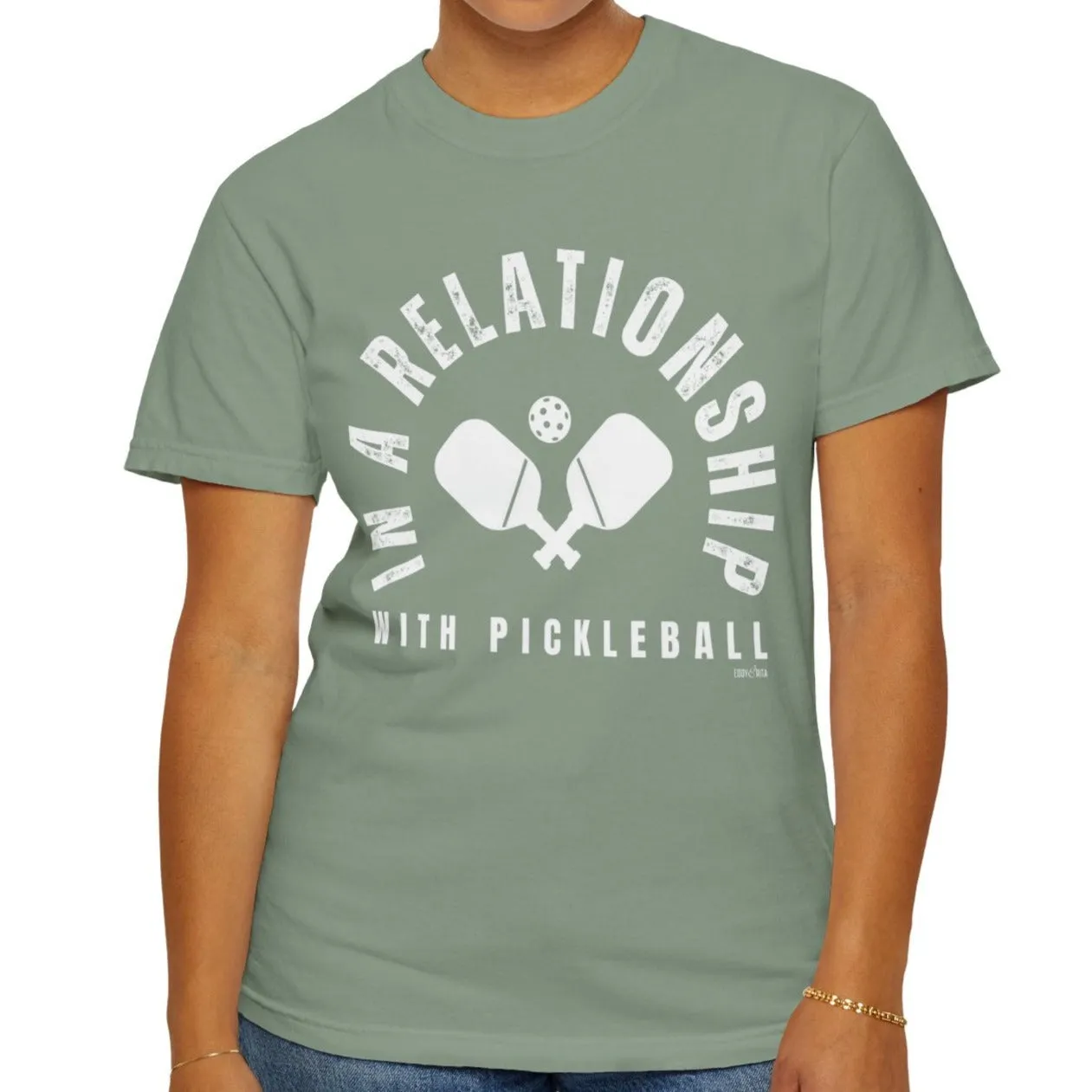 Eddy and Rita Women's Comfort Colors T-Shirt - "In a Relationship with Pickleball" Colorful Graphic Tee for Pickleball Enthusiasts