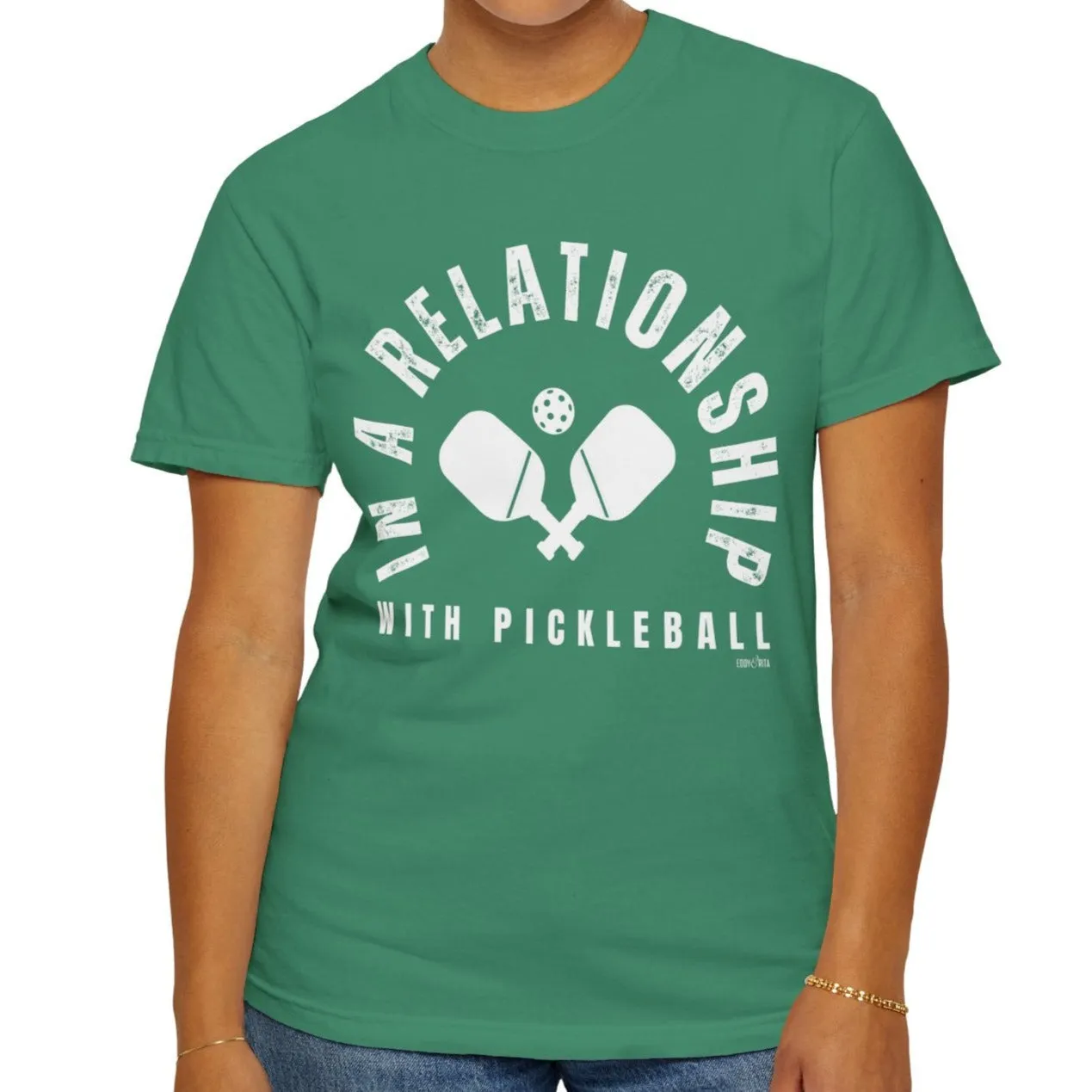 Eddy and Rita Women's Comfort Colors T-Shirt - "In a Relationship with Pickleball" Colorful Graphic Tee for Pickleball Enthusiasts