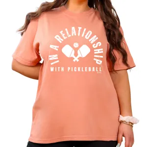 Eddy and Rita Women's Comfort Colors T-Shirt - "In a Relationship with Pickleball" Colorful Graphic Tee for Pickleball Enthusiasts