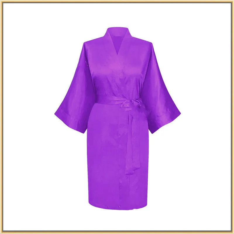 Elastic Imitation Silk Pajamas Solid Color Female Nightgown Elastic Plain Short Nightgown