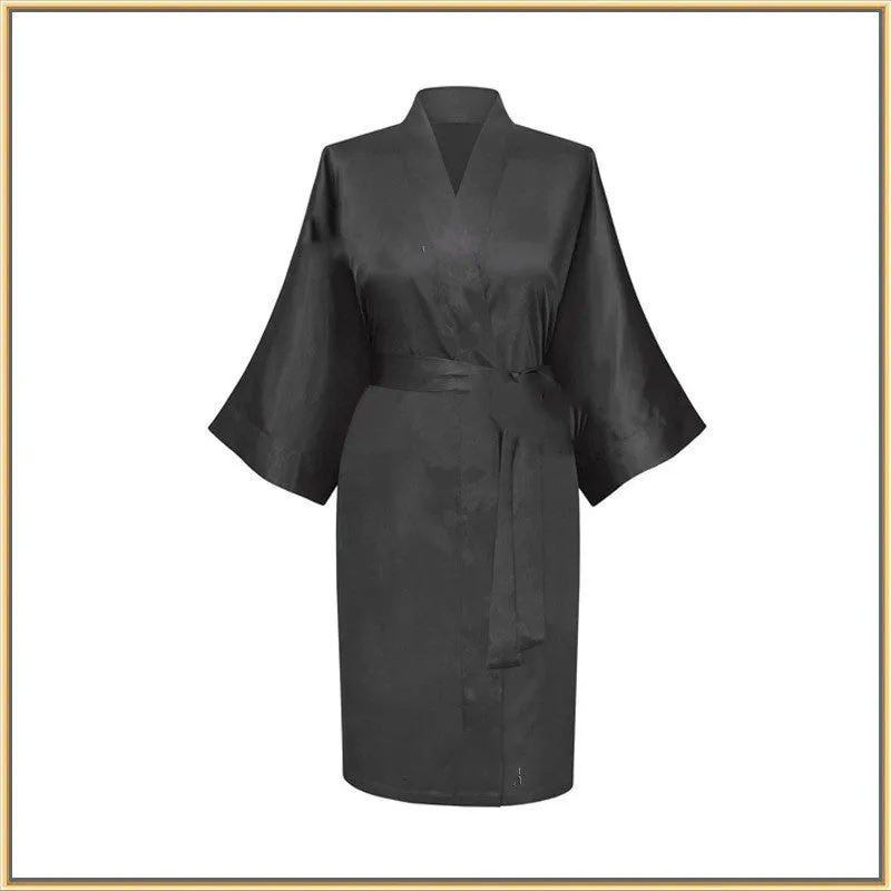 Elastic Imitation Silk Pajamas Solid Color Female Nightgown Elastic Plain Short Nightgown
