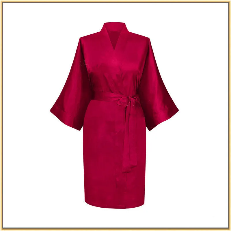 Elastic Imitation Silk Pajamas Solid Color Female Nightgown Elastic Plain Short Nightgown