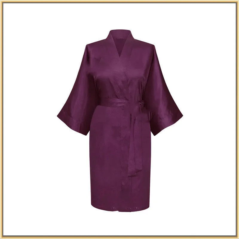 Elastic Imitation Silk Pajamas Solid Color Female Nightgown Elastic Plain Short Nightgown