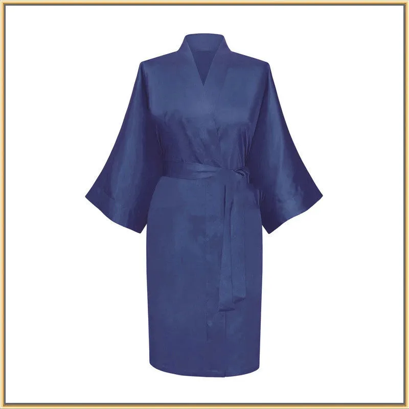Elastic Imitation Silk Pajamas Solid Color Female Nightgown Elastic Plain Short Nightgown