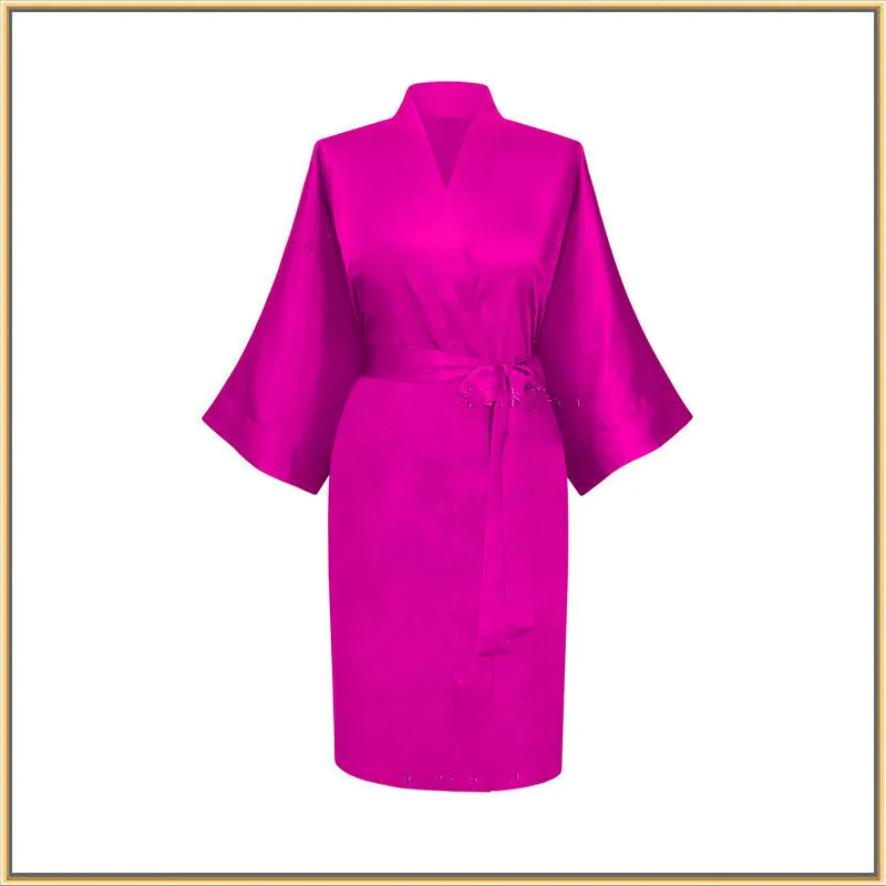 Elastic Imitation Silk Pajamas Solid Color Female Nightgown Elastic Plain Short Nightgown