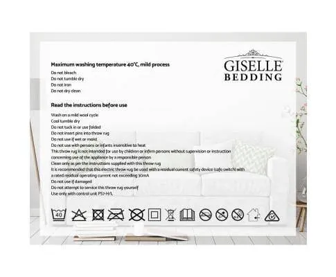 Electric Throw Blanket-Giselle Bedding- Navy Blue -Size 160cm x 130cm