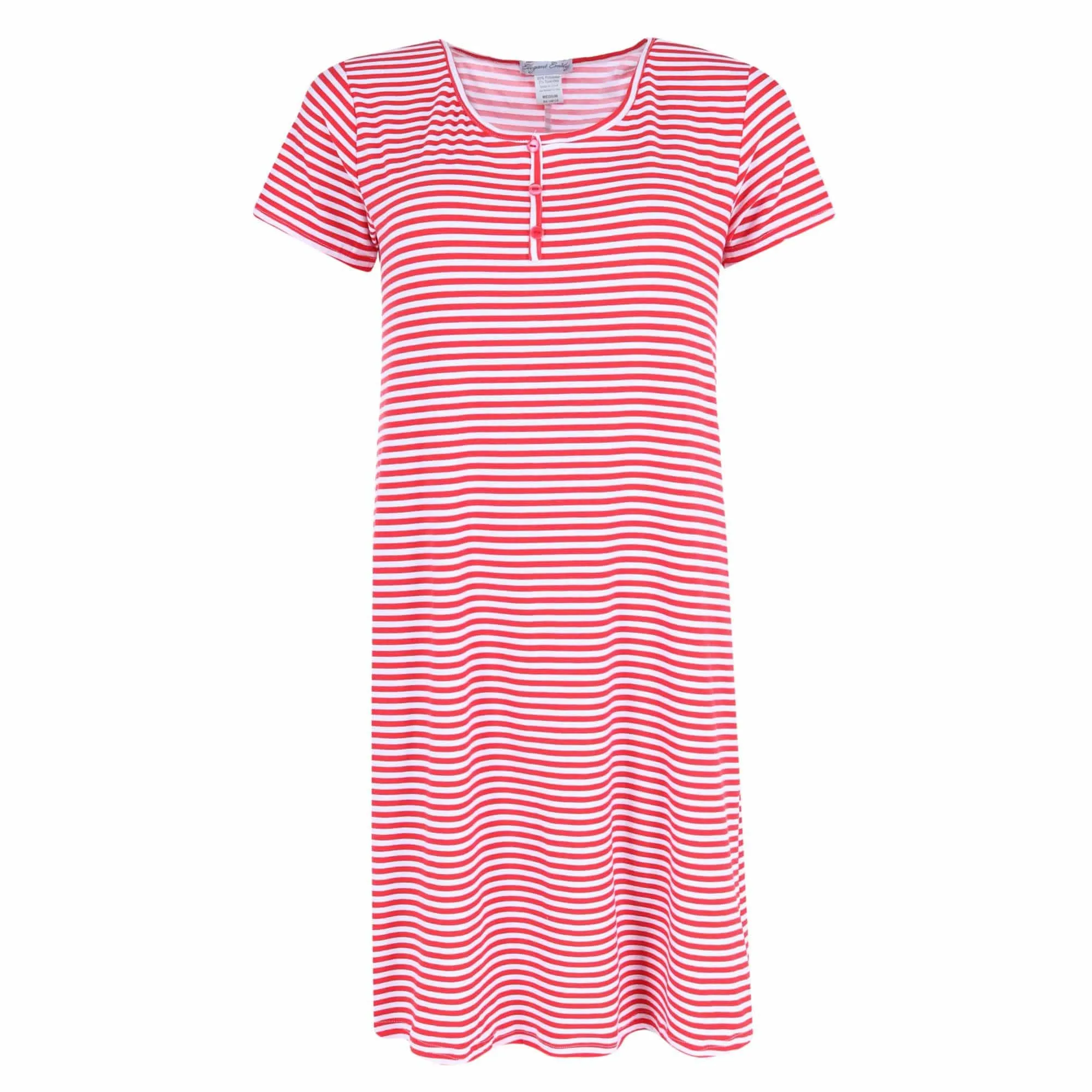 Elegant Emily Women's Striped Henley Nightgown