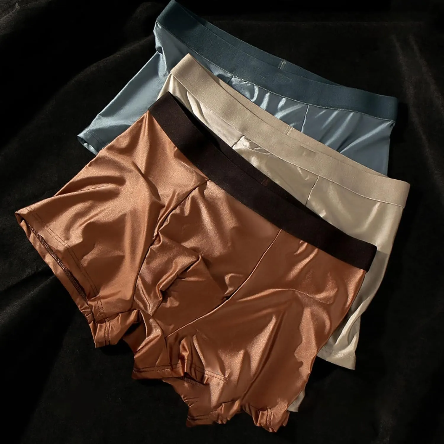Elegant Silk Men's Lce Silk Underwear Luxury Ice Silk Men's Boxers Men Breathable Cool Boxer Brief Satin Underwear