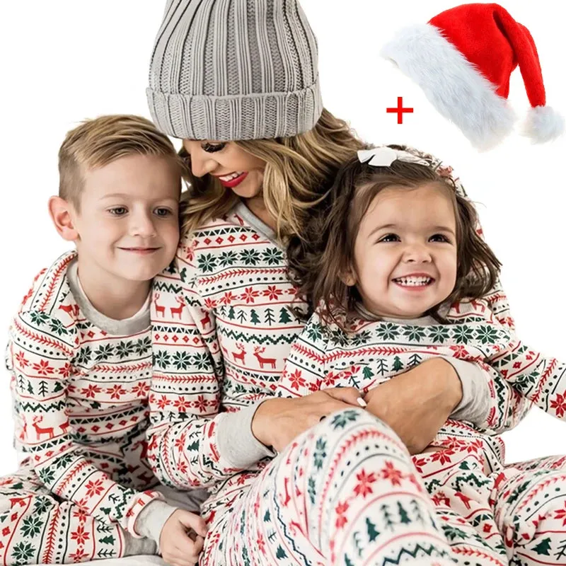 Elk and Tree Print Matching Winter Loungewear Pjs