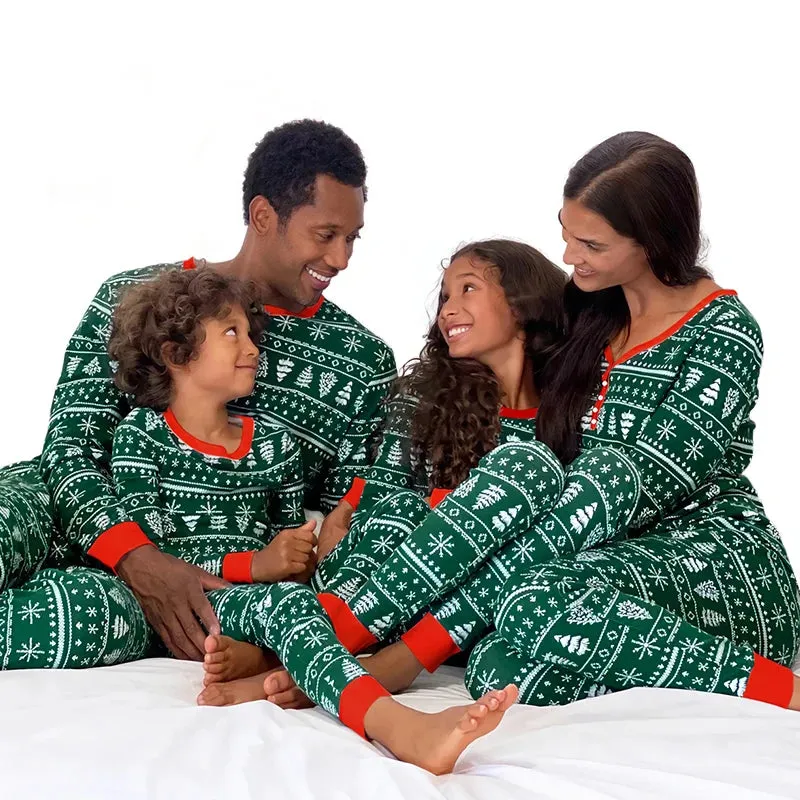 Elk and Tree Print Matching Winter Loungewear Pjs