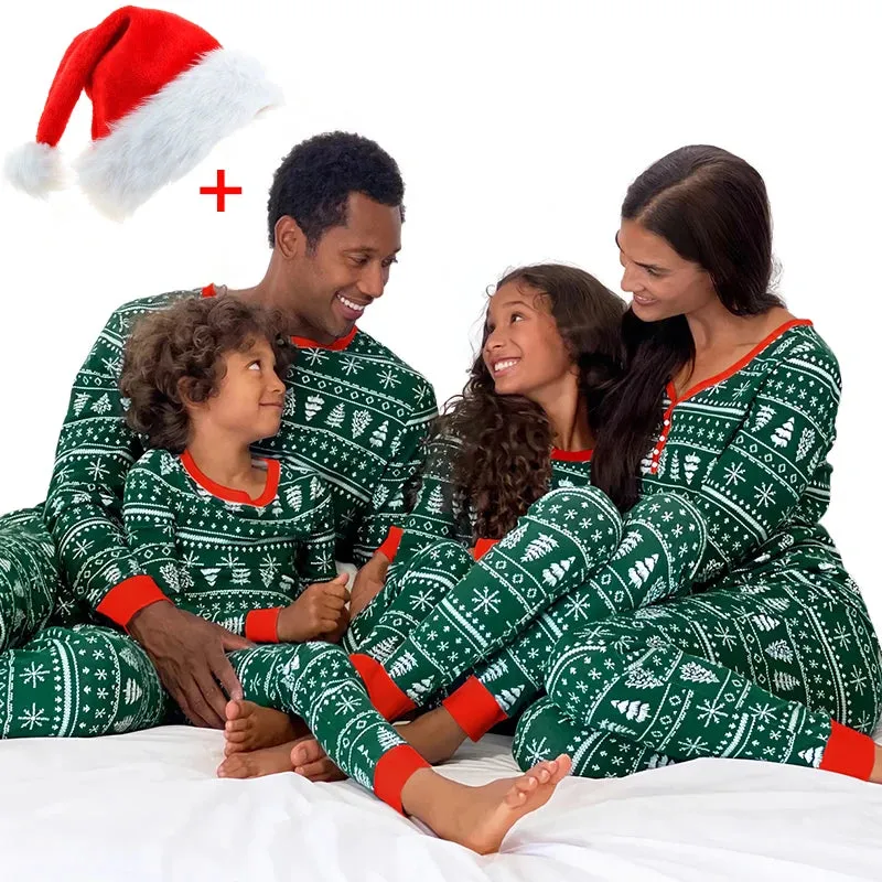 Elk and Tree Print Matching Winter Loungewear Pjs
