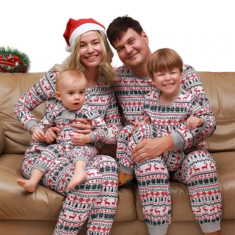 Elk and Tree Print Matching Winter Loungewear Pjs
