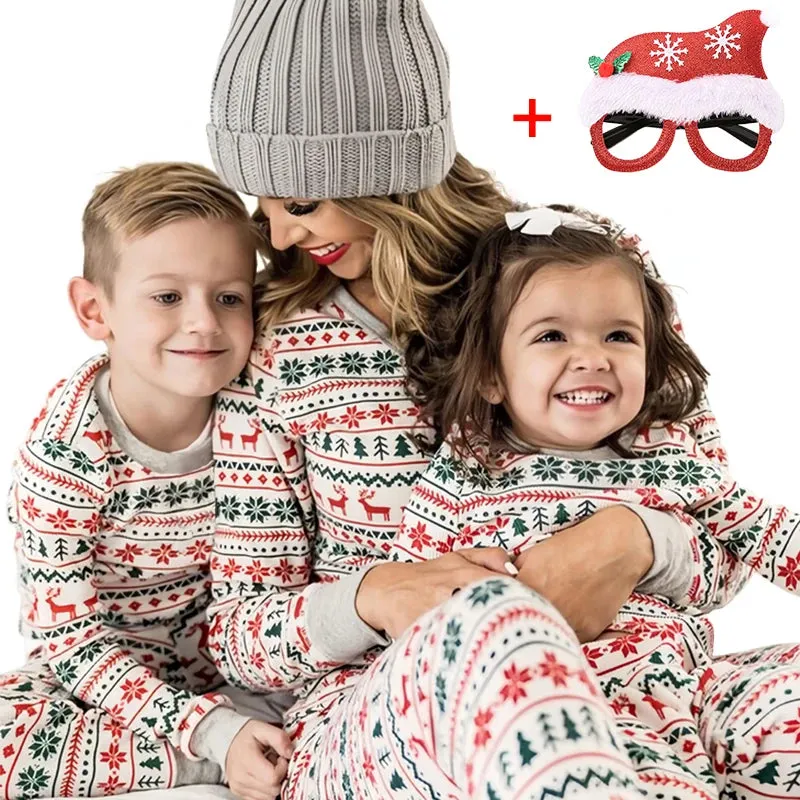 Elk and Tree Print Matching Winter Loungewear Pjs