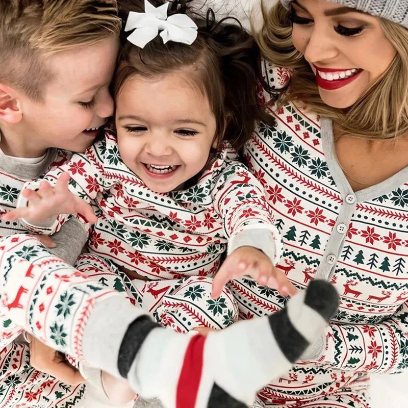 Elk and Tree Print Matching Winter Loungewear Pjs