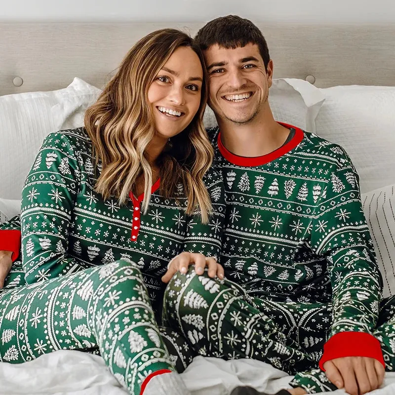 Elk and Tree Print Matching Winter Loungewear Pjs