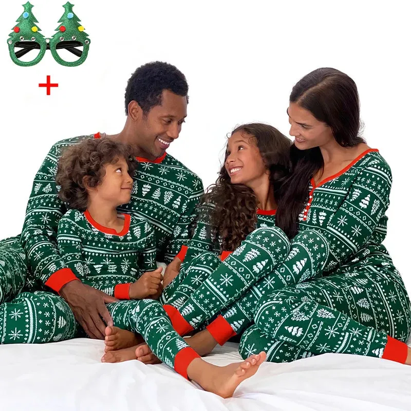 Elk and Tree Print Matching Winter Loungewear Pjs