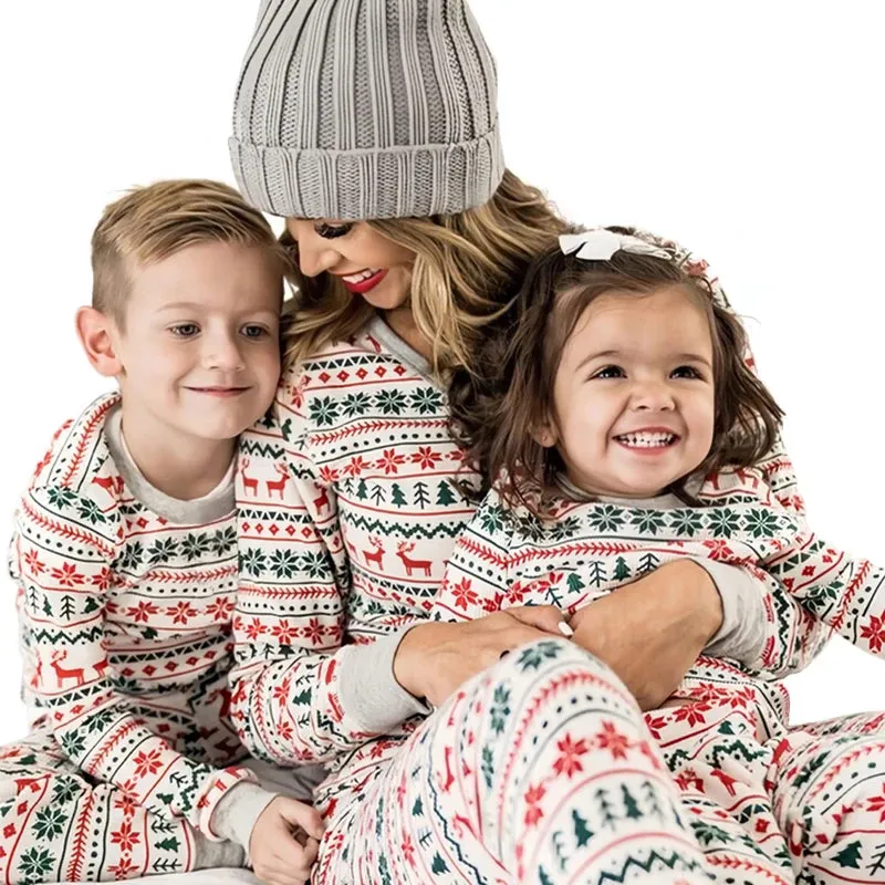 Elk and Tree Print Matching Winter Loungewear Pjs
