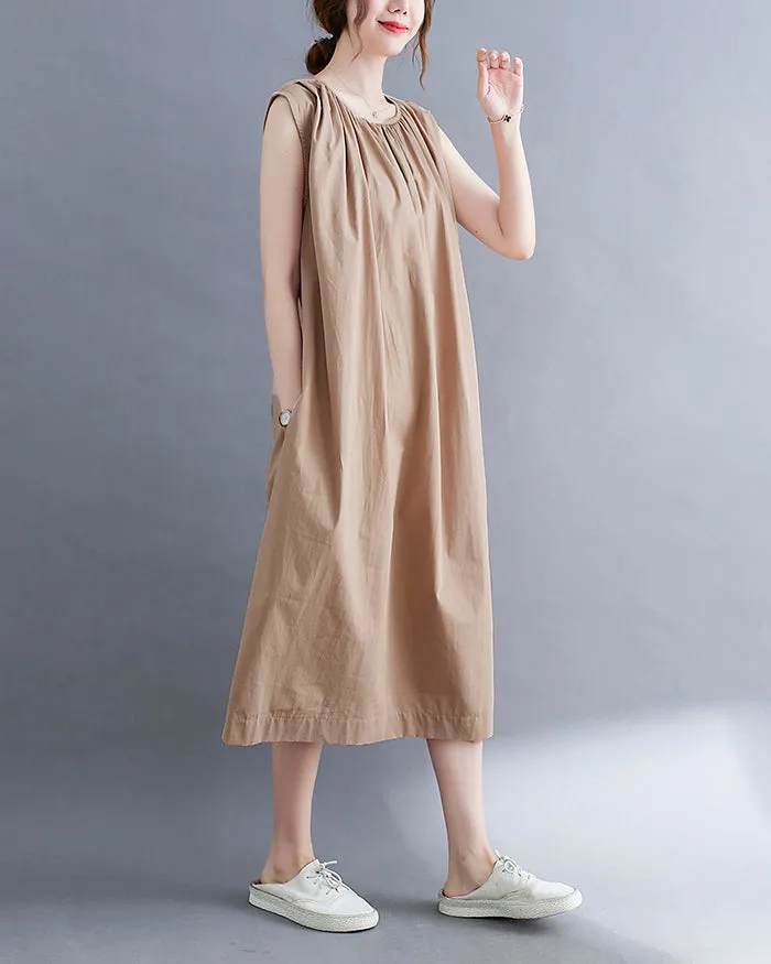 ellazhu Women's Dress Sleeveless Tank Crewneck Solid Loose Oversize Casual Slim Summer GA2748