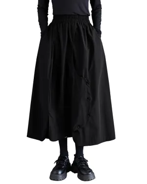 ellazhu Women's Skirt Elastic Waist Two Side Pockets Solid Color Baggy Loose Oversize Trouser GZ314