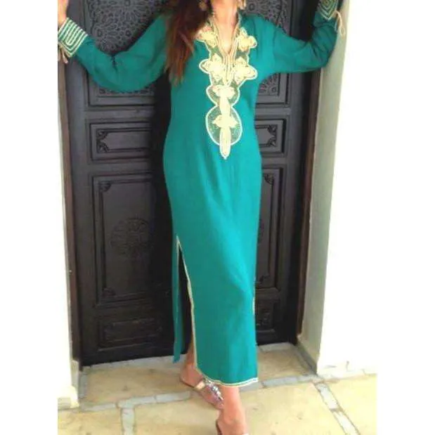 Emerald Green Aisha Boho Moroccan Kaftan