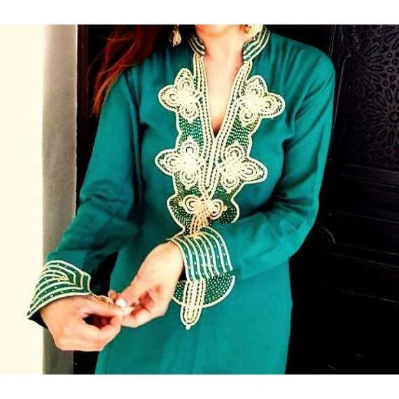 Emerald Green Aisha Boho Moroccan Kaftan