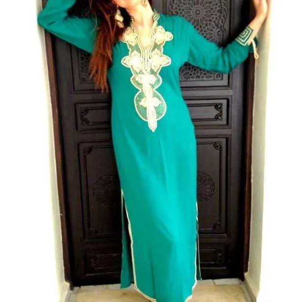 Emerald Green Aisha Boho Moroccan Kaftan