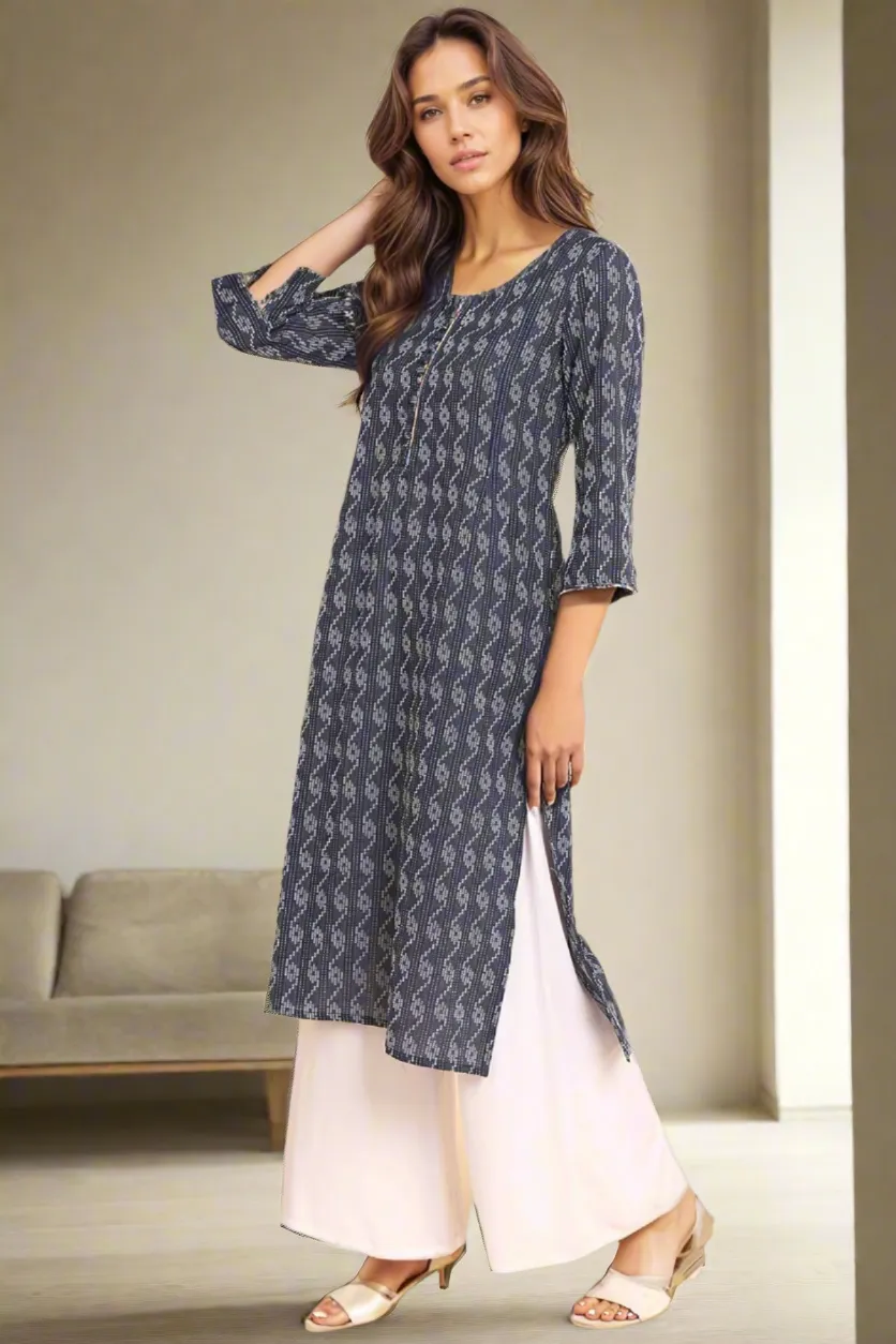 Ethnic Dust Blue Feeding Kurti with Pocket