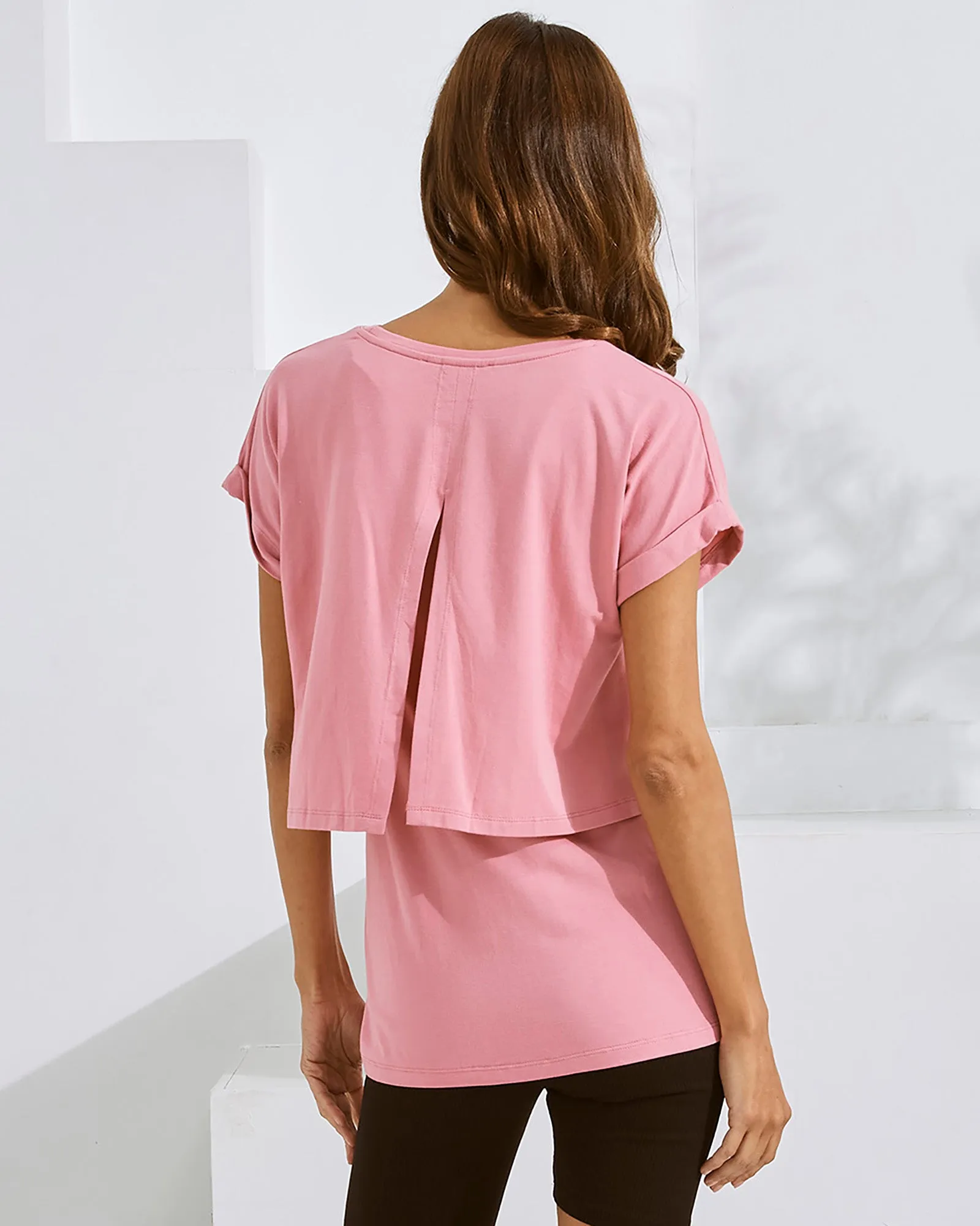 Everyday  Nursing Tee with Discreet Front Panel Access In  Soft Blush Pink