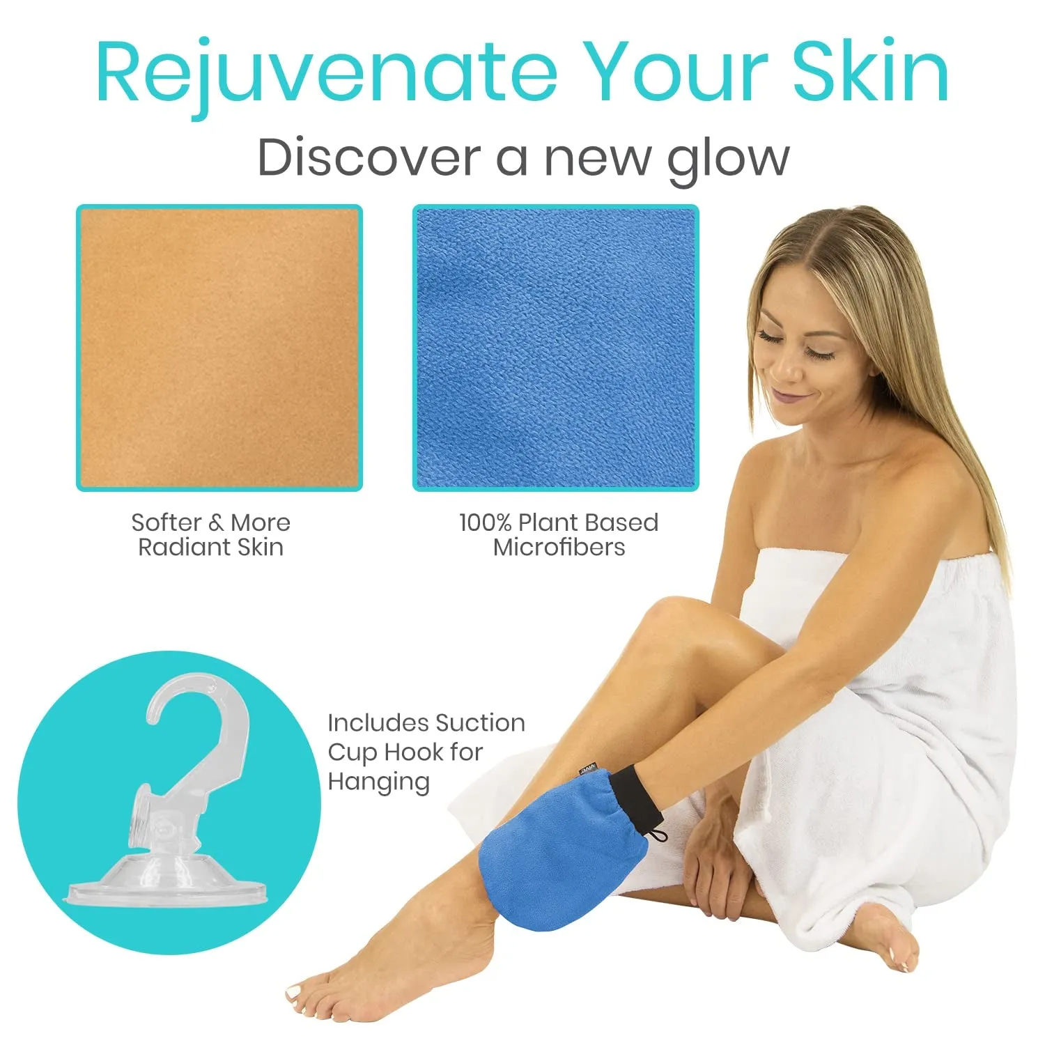 Exfoliating Mitts for Body (4 Pack) - Scrub Gloves with Soap-Saver Pocket - Body Exfoliate Shower Dead Skin Remover - Deep Microdermabrasion Exfoliator for Kerastosis Pilaris - Premium