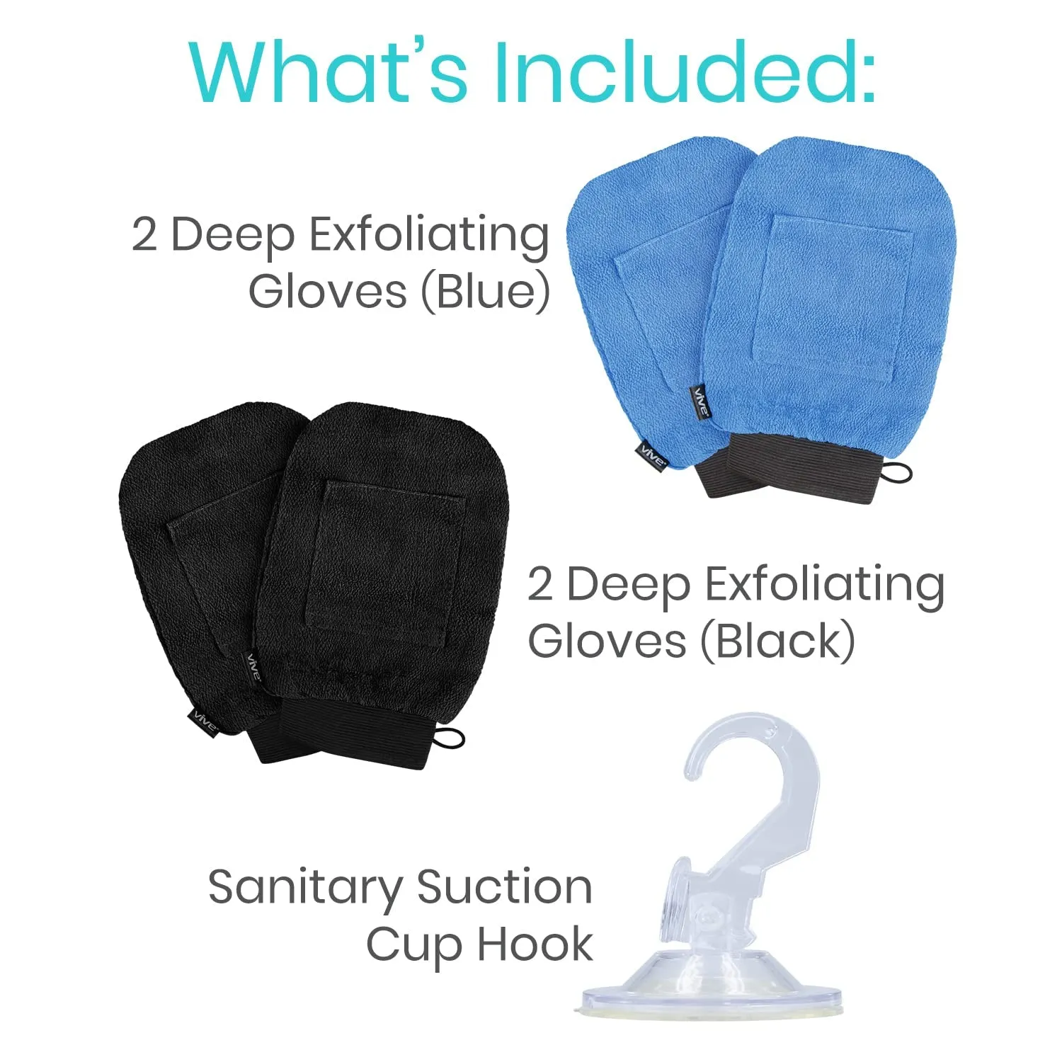 Exfoliating Mitts for Body (4 Pack) - Scrub Gloves with Soap-Saver Pocket - Body Exfoliate Shower Dead Skin Remover - Deep Microdermabrasion Exfoliator for Kerastosis Pilaris - Premium