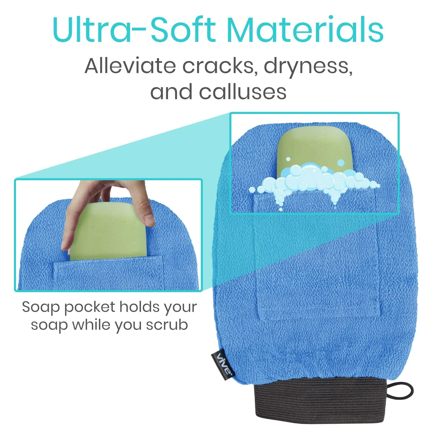 Exfoliating Mitts for Body (4 Pack) - Scrub Gloves with Soap-Saver Pocket - Body Exfoliate Shower Dead Skin Remover - Deep Microdermabrasion Exfoliator for Kerastosis Pilaris - Premium