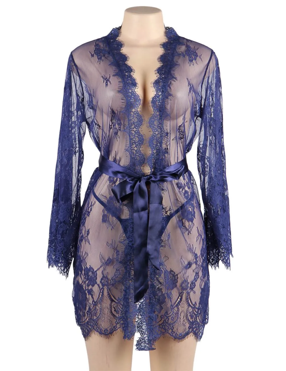 Eyelash Black Lace Sleepwear Egypt Gown