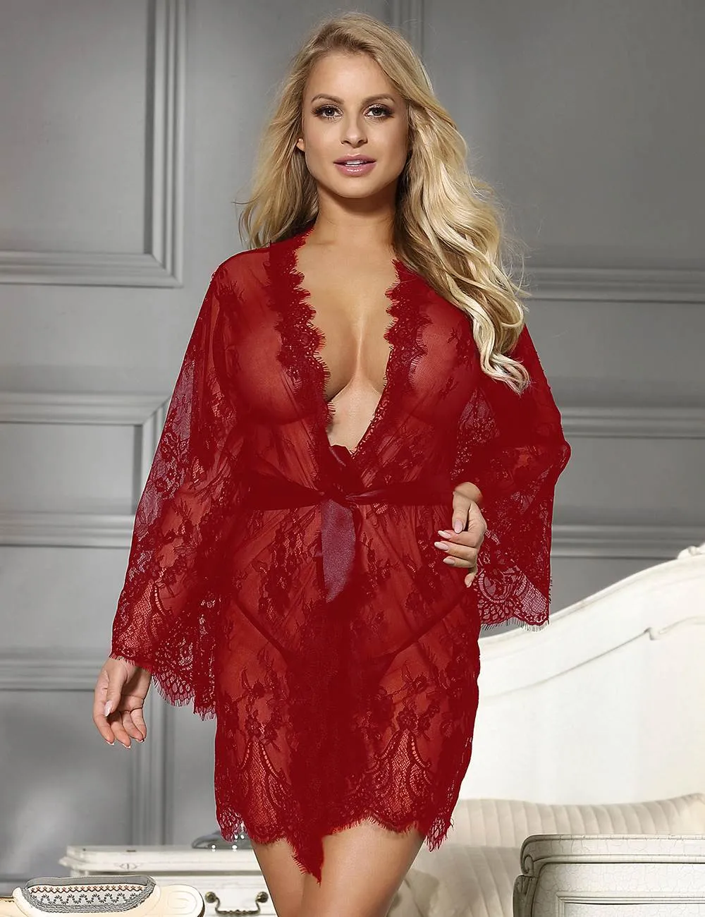 Eyelash Black Lace Sleepwear Egypt Gown