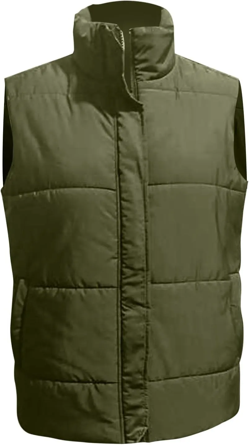 Fall Long Puffer Vest One Morality Warm V Neck Thin Down Vest Inside Trendy Winter Coat Outerwear Vest for Women