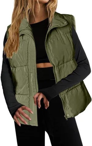 Fall Long Puffer Vest One Morality Warm V Neck Thin Down Vest Inside Trendy Winter Coat Outerwear Vest for Women